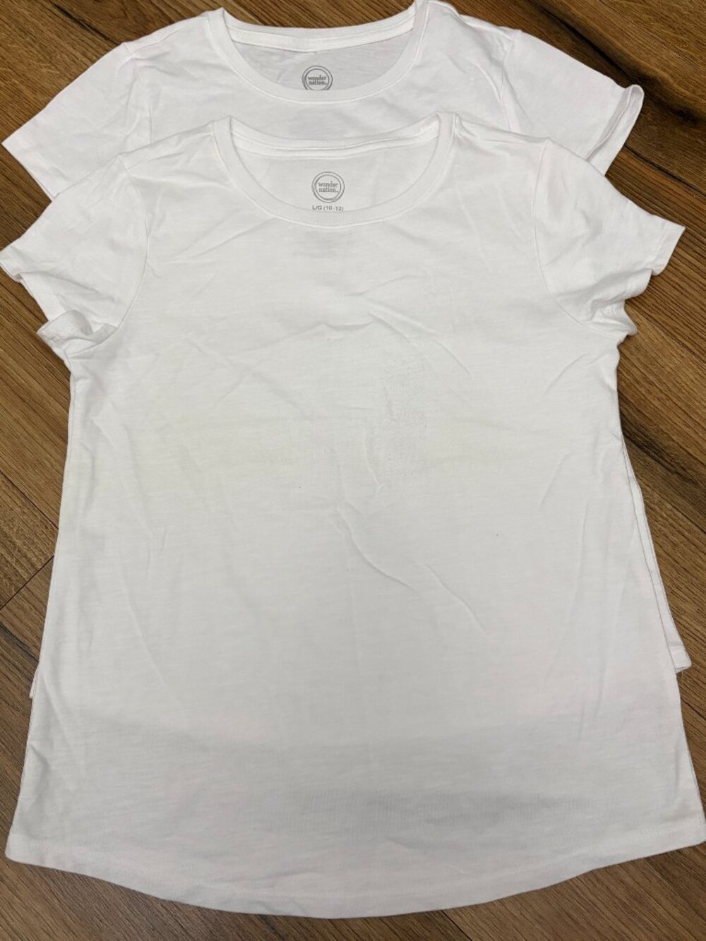 2 Kids white T-shirt. Size Large.